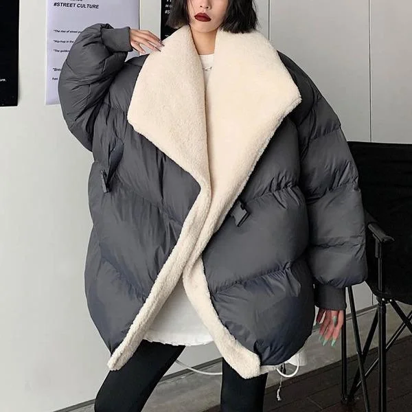 Women's Coats with SleevesNew Women Plus Size Pocket Pleated Goddess Fan 2020 Winter Minority Casual Parka Coat