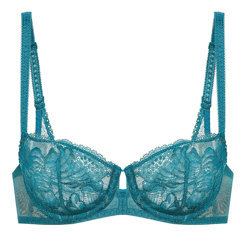 high-support sports bras for intense workoutsSimone Perele Promesse Sheer Demi Cup Bra | BALTIC BLUE