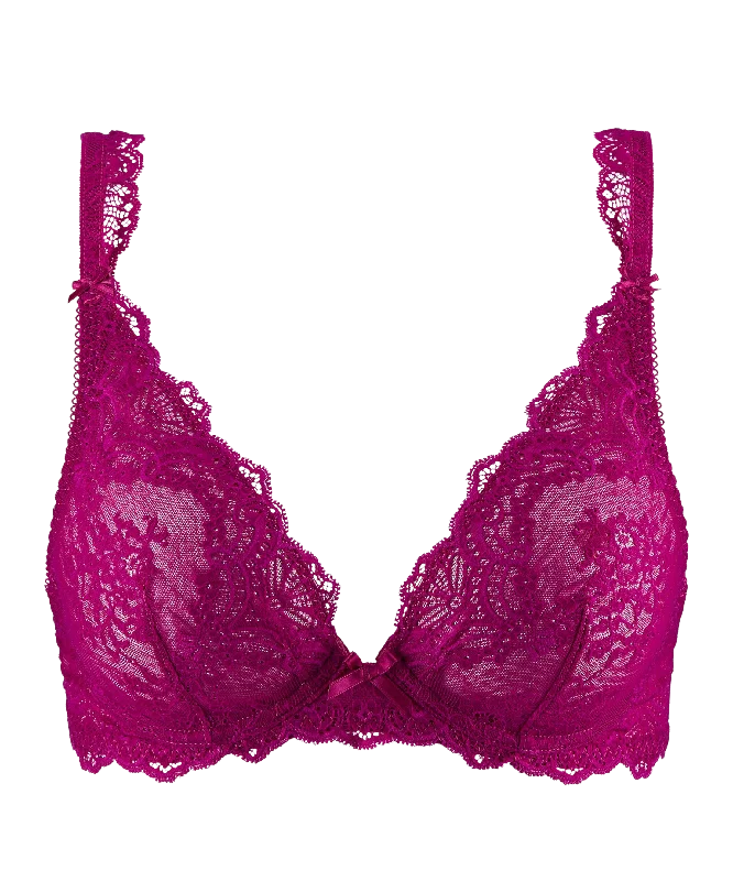 lingerie sets with matching robesAubade Danse Des Sens triangle plunge bra Pink Pulsion