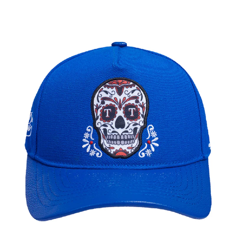 casual trucker hatsRangers Sugar Skull Wool Blend Pinch Front Strapback