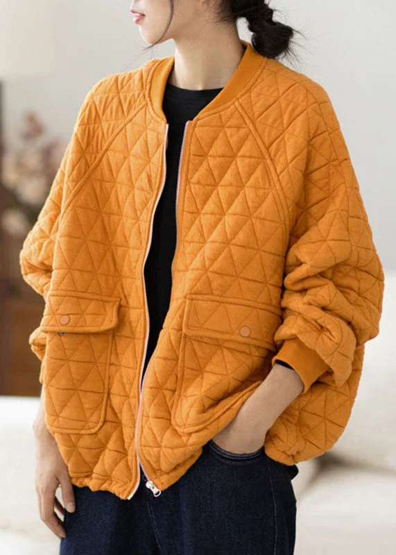 Women's Coats with Fur Trimmed SleevesModern Yellow O-Neck Pockets Plaid Patchwork Fleece Coat Fall