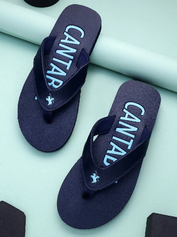 Women's Fur CoatsMen's Navy Blue Printed Casual Flip-Flops Slippers