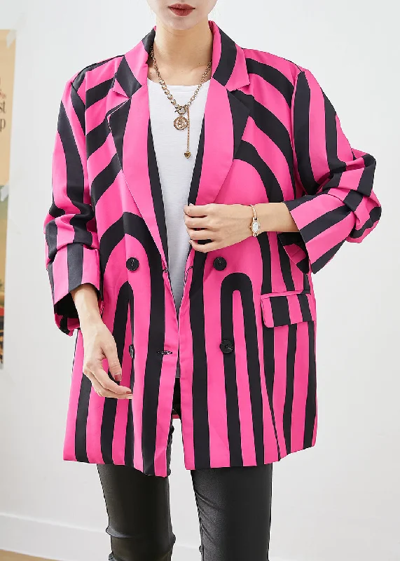 Women's Fur CoatsModern Rose Lapel Zebra Pattern Striped Spandex Coat Fall