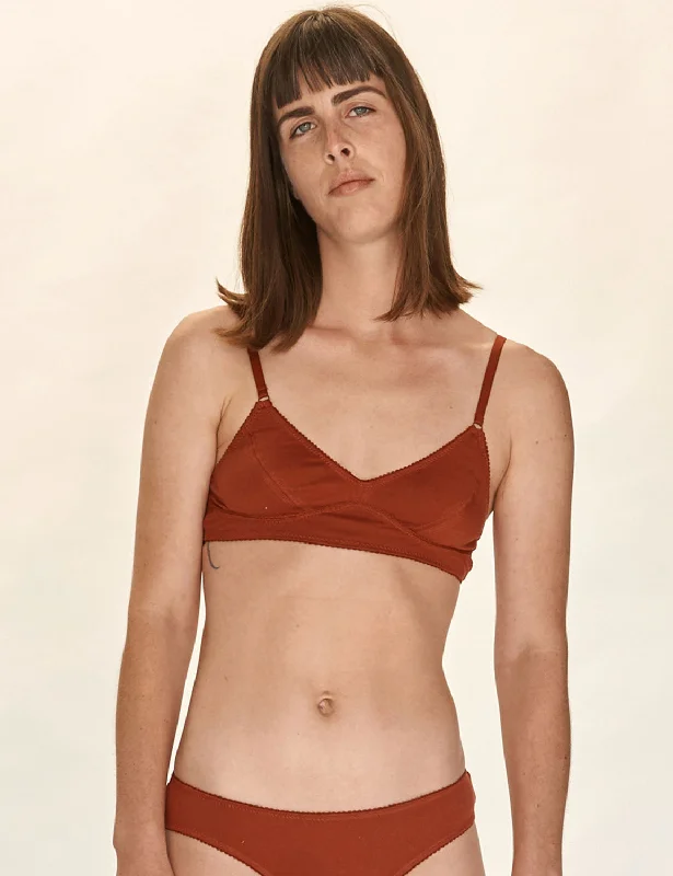 plus-size wireless mastectomy bras with paddingScoop Bra - Rust