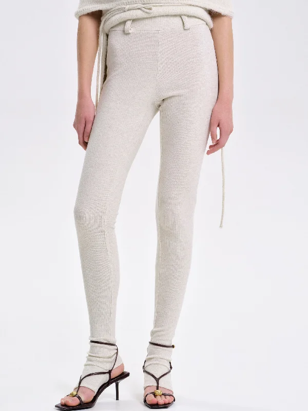 stylish newsboy caps with leather patches and contrast stitching for a bold statementStirrup Rib Knit Leggings, Ivory