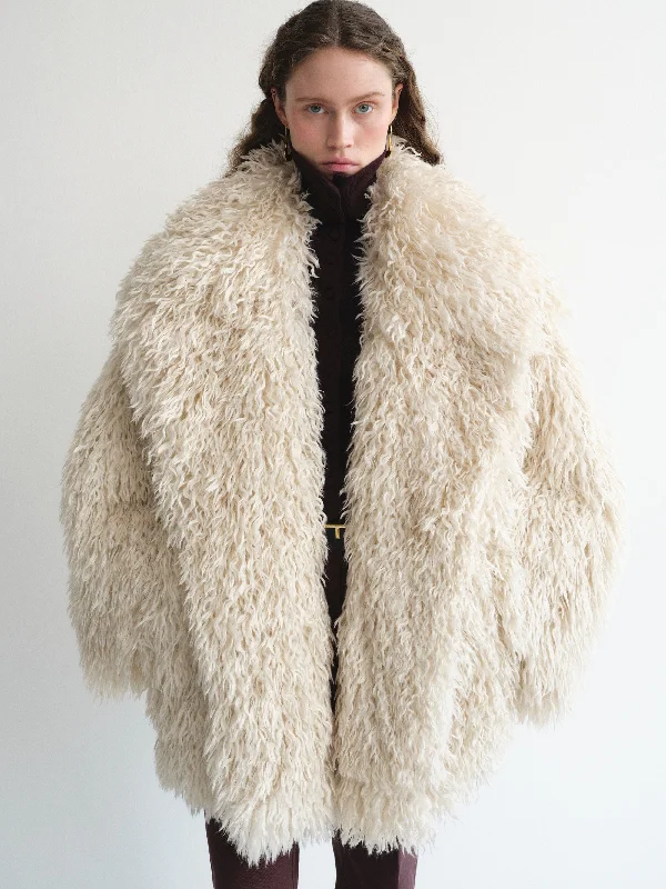 personalized hats for eventsCassia Shag Fur Coat, Ivory