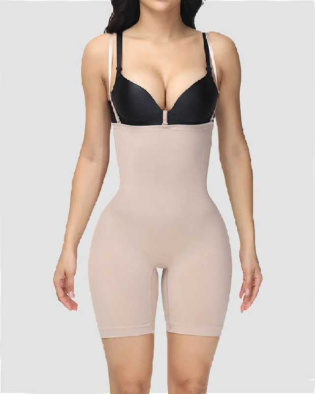 high-waisted cotton pantiesNahtloser Offene Büste Elastischer Spanx Bodysuit Bauchweg Hoher Taille Shapewear