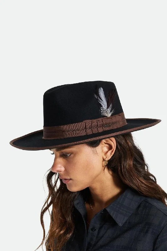 stylish newsboy caps with leather patchesBrixton Hat Feather - Burnt Henna/Black