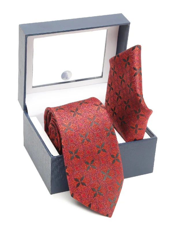 Women's Hooded CoatsMen's Red Fashion Floral Pattern Tie Set