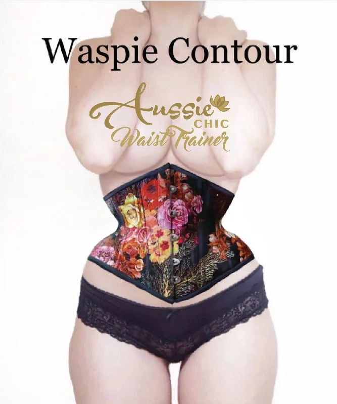 plus-size high-waisted thongsWASPIE CONTOUR - ORANGE FLORAL