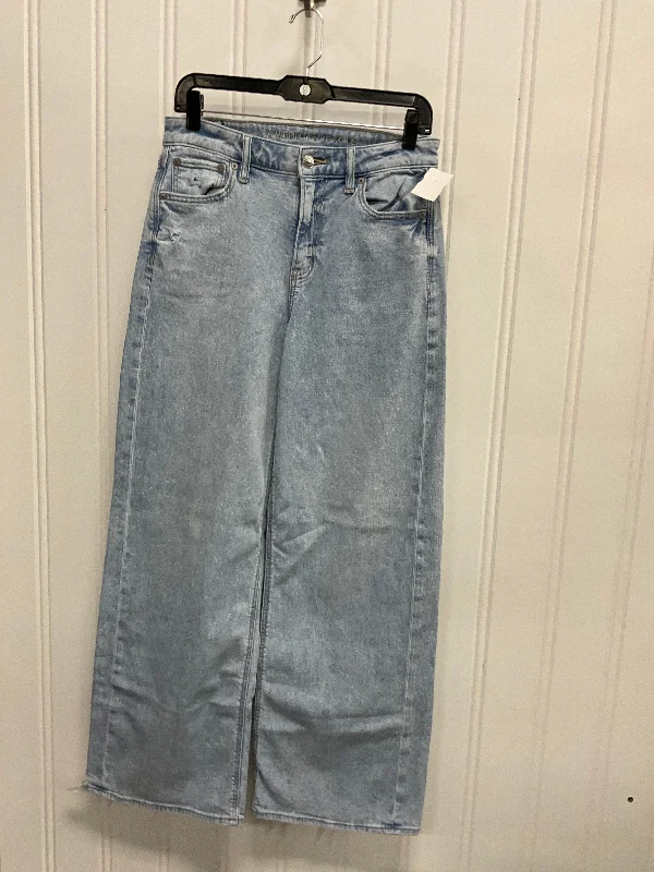 Women's Cropped PantsJeans Wide Leg By American Eagle In Blue Denim, Size: 2