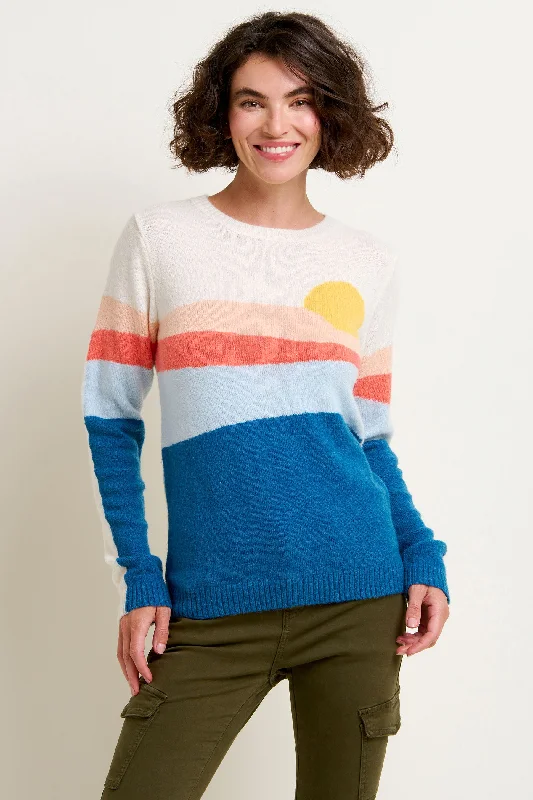 Women's Lapel Collar SweatersAutumn Landscape Knitted Jumper