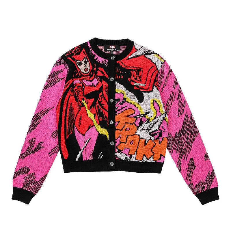 Women's Lapel Collar SweatersTF x Marvel Scarlet Witch Jacquard Cardigan