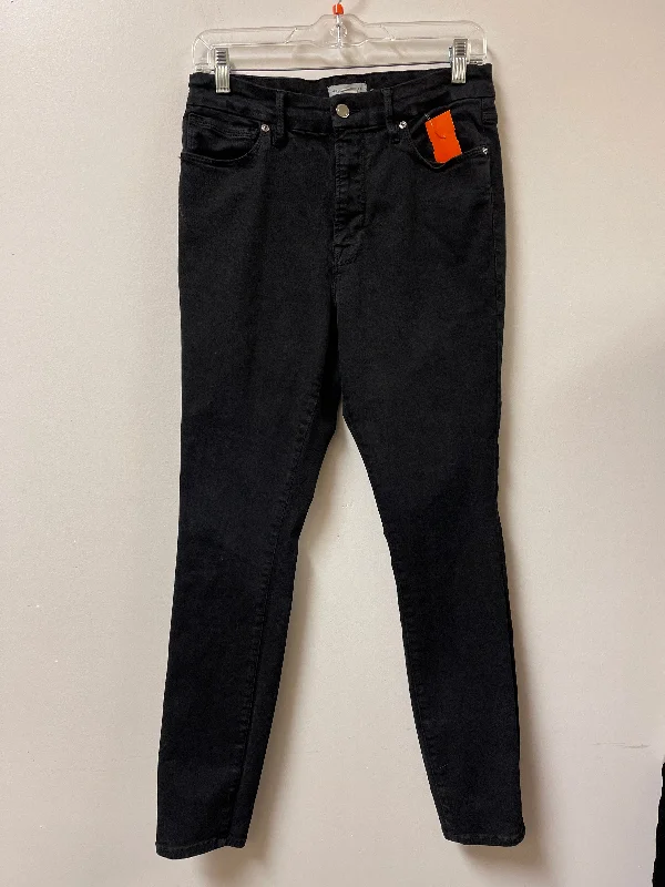 Women's Jodhpurs with Mandarin CollarJeans Designer By Good American In Black Denim, Size: 10