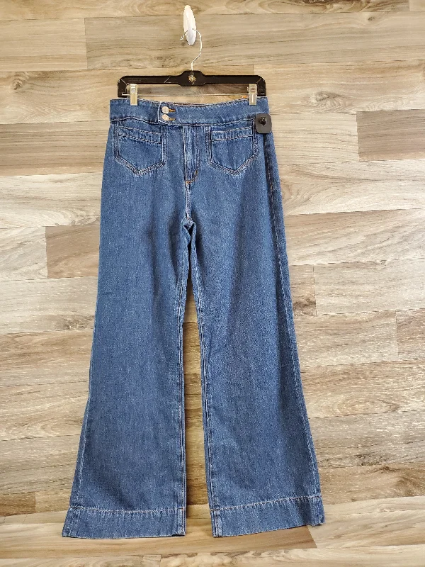 Women's Jodhpurs with Shirt CollarJeans Wide Leg By Loft In Blue Denim, Size: 4