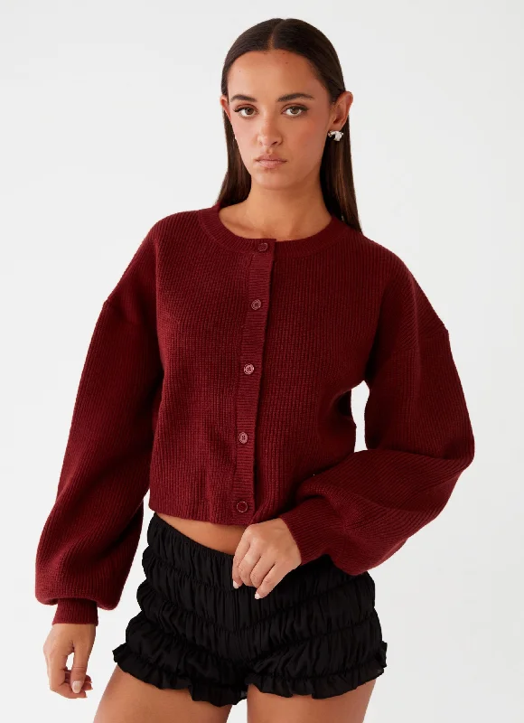 Women's Blended SweatersDaphne Knit Cardigan - Maroon