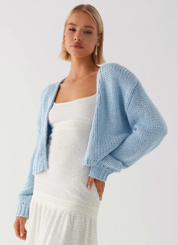 Women's Merino Wool SweatersJasleen Knit Cardigan - Blue