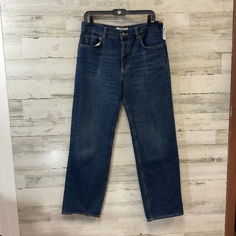 Women's Jodhpurs with V-Shaped CollarJeans Straight By Zara In Blue Denim, Size: 6