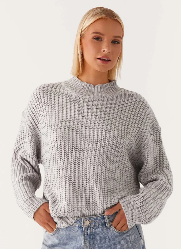 Women's Boat Collar SweatersChester Knit Sweater - Grey