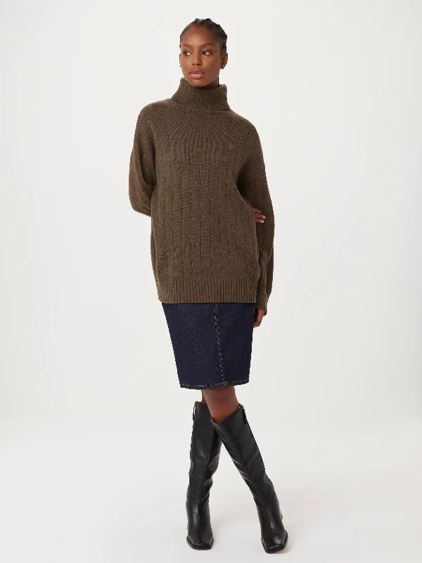 Women's Guernsey SweatersThe Lambswool Turtleneck Sweater in Chocolate Brown