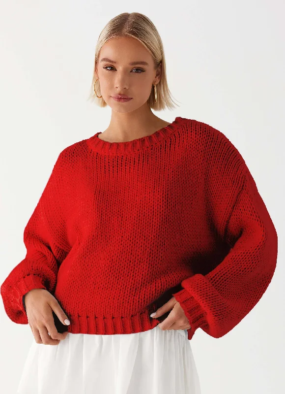 Women's Fitted SweatersCostella Knit Sweater - Red