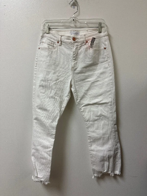 Women's Capri PantsJeans Flared By Loft In White Denim, Size: 8