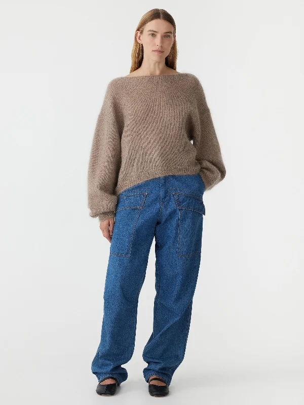 Women's Zip-Up Sweatersboxy mohair boatneck knit