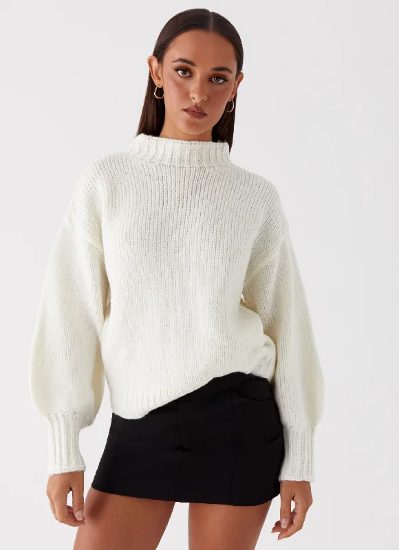 Women's Sweetheart Collar SweatersCharleston Knit Jumper - Off White