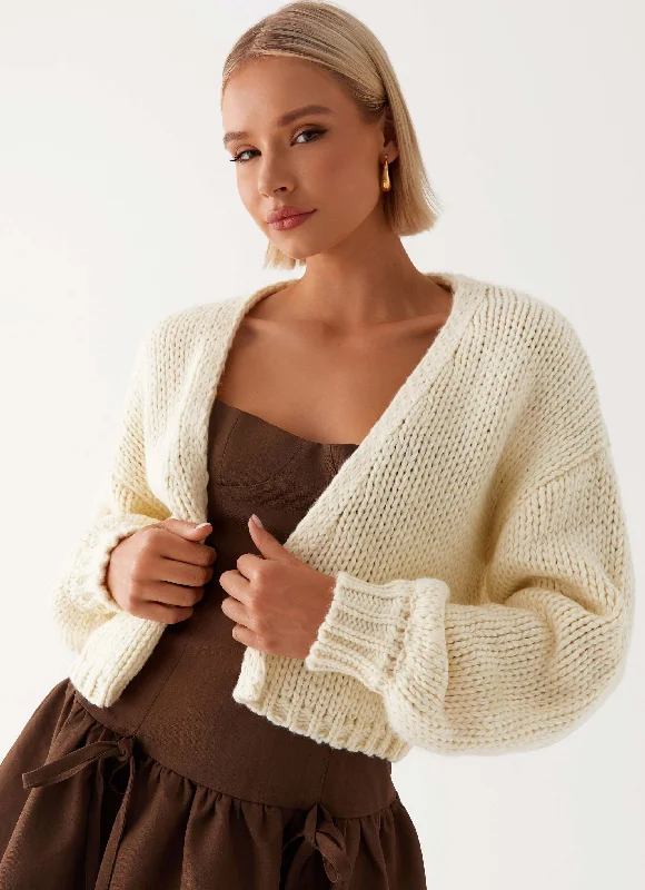 Women's Oversized SweatersJasleen Knit Cardigan - Ivory