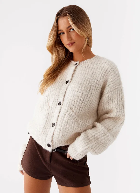 Women's V-Shaped Hem SweatersHartley Cardigan - White