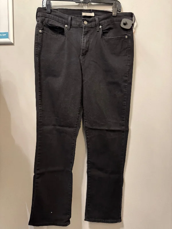 Women's Jodhpurs with Belt LoopsJeans Straight By Levis In Black Denim, Size: 12