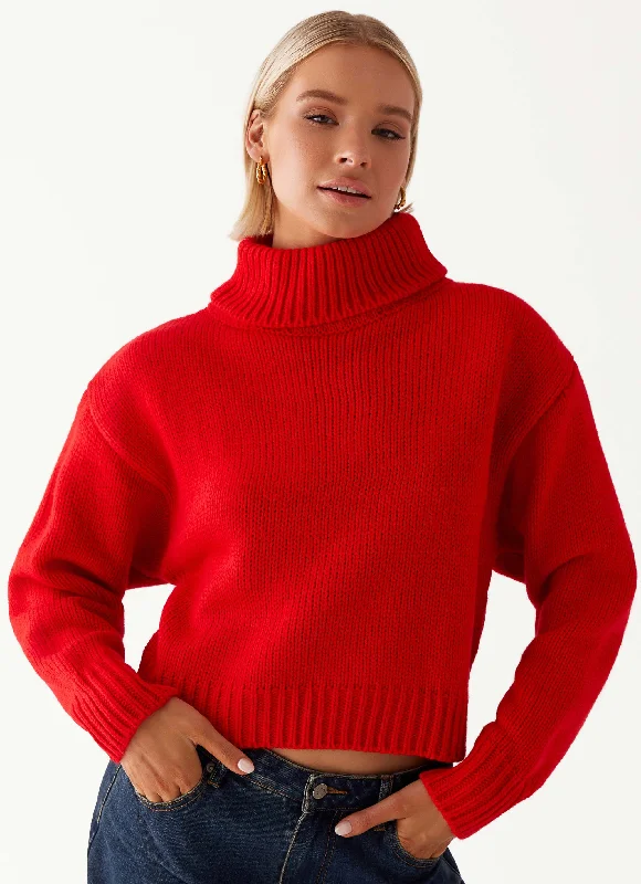 Women's Bulgarian Wool SweatersPaint The Town Red Oversized Knit Jumper - Red