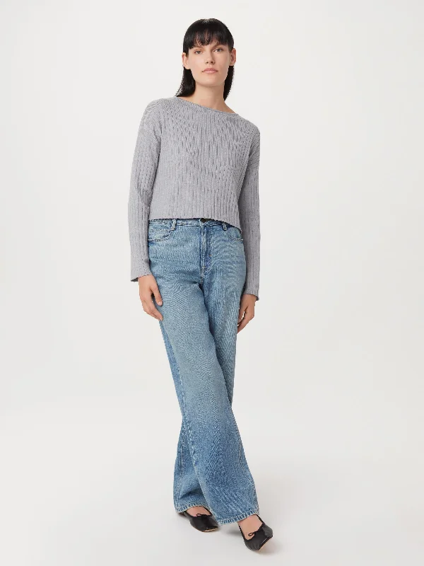 Women's Latvian Wool SweatersThe Merino Wool Cropped Sweater in Light Grey