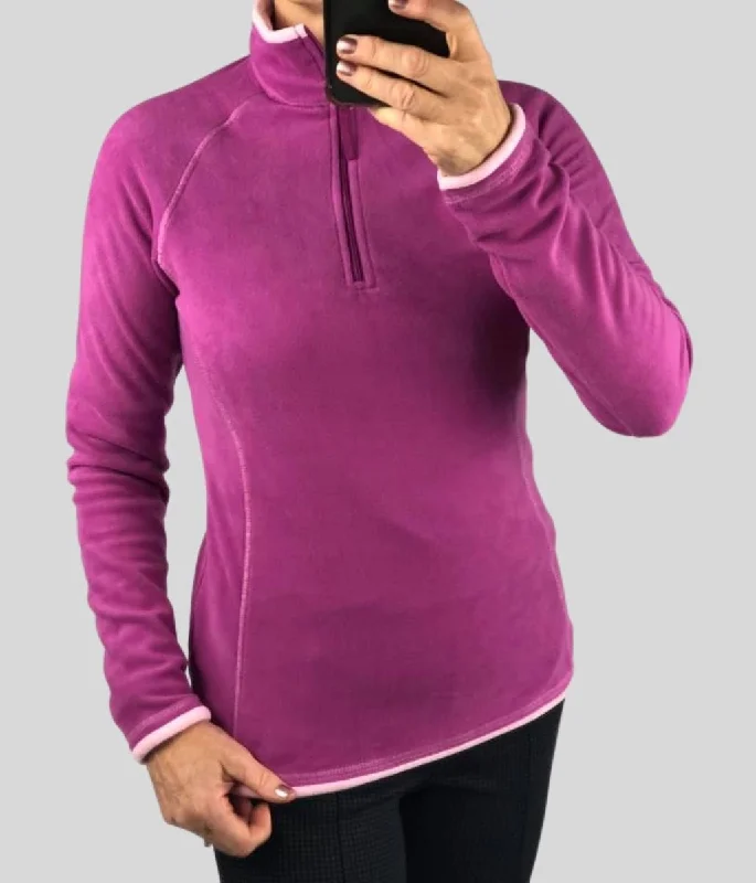 Women's V-Shaped Collar SweatersFuchsia Montana Microfleece Top