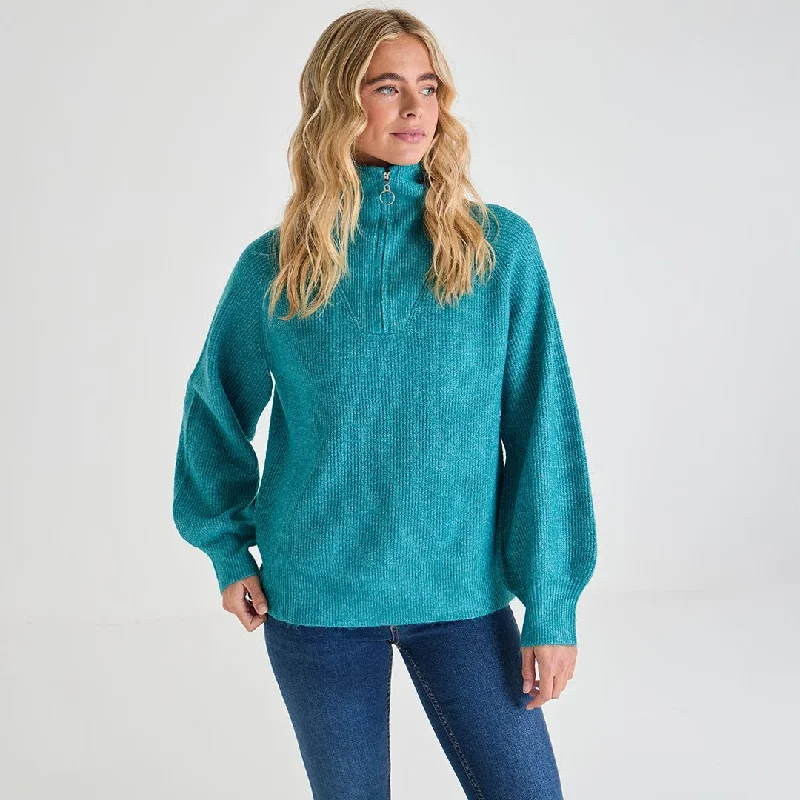 Women's Gathered SweatersLadies 1/4 Zip Jumper