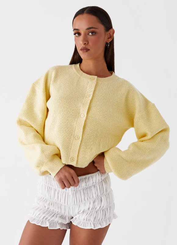 Women's Shirt Collar SweatersDaphne Knit Cardigan - Butter Yellow