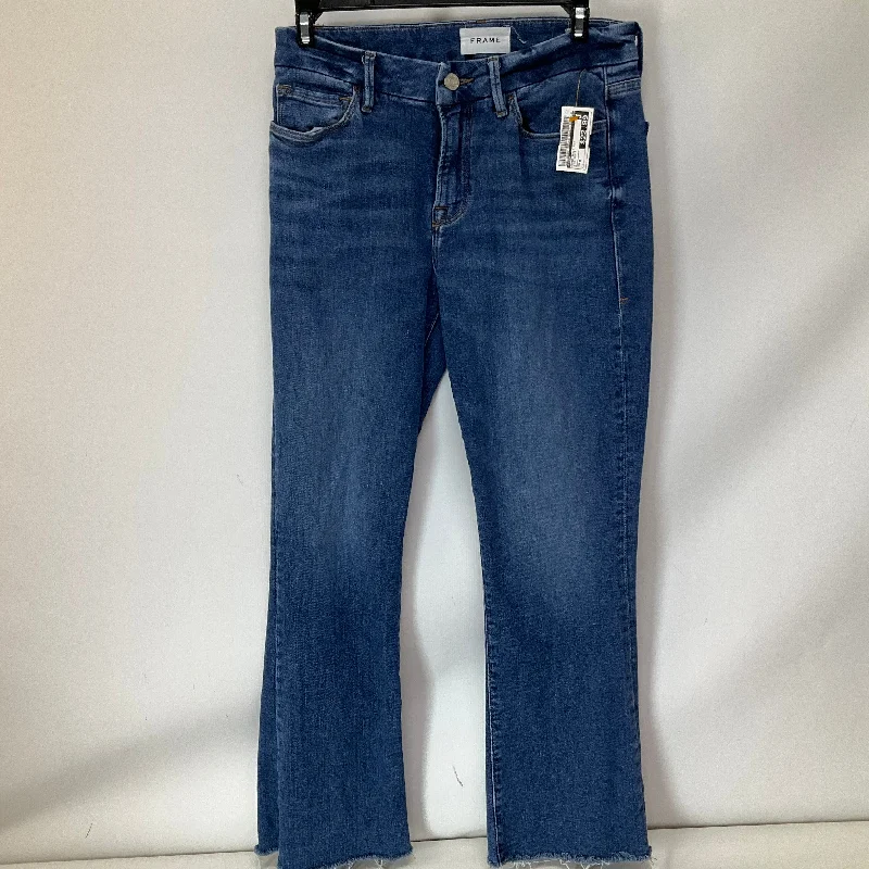 Women's Jodhpurs with Straight LegJeans Boot Cut By Frame In Blue Denim, Size: 0