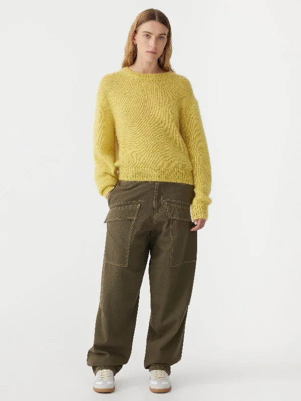 Women's Wide Collar Sweatersstitch detail mohair wool knit