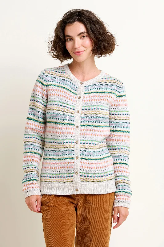 Women's Puffed Sleeve SweatersMulticolour Fairisle Cardigan