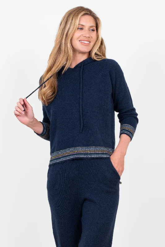 Women's Fine Gauge SweatersLounge Knitted Hoodie