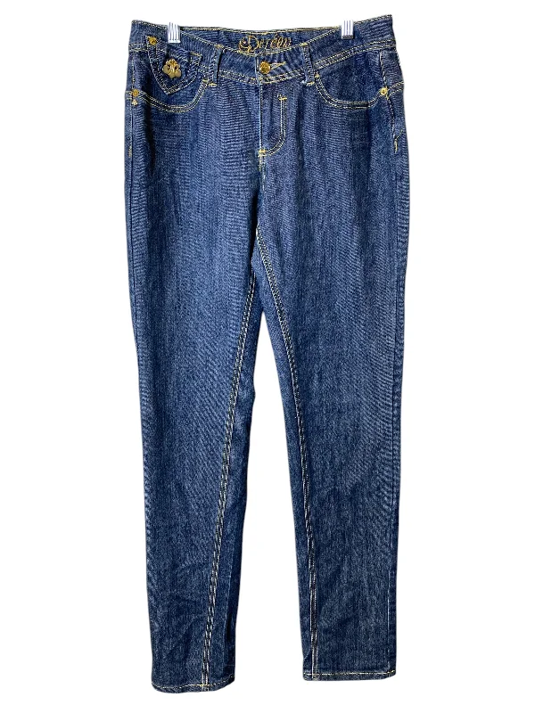 Women's Jodhpurs with Keyhole NeckJeans Straight By Dereon In Blue, Size: 10