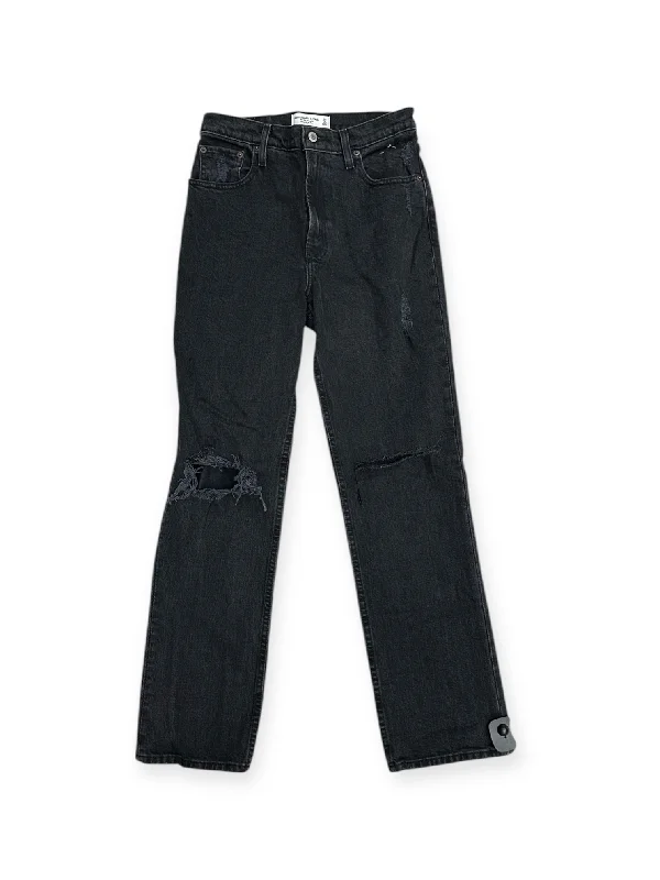 Women's Flared PantsJeans Straight By Abercrombie And Fitch In Black Denim, Size: 2