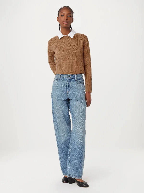 Women's Boat Collar SweatersThe Merino Wool Cropped Sweater in Nutmeg