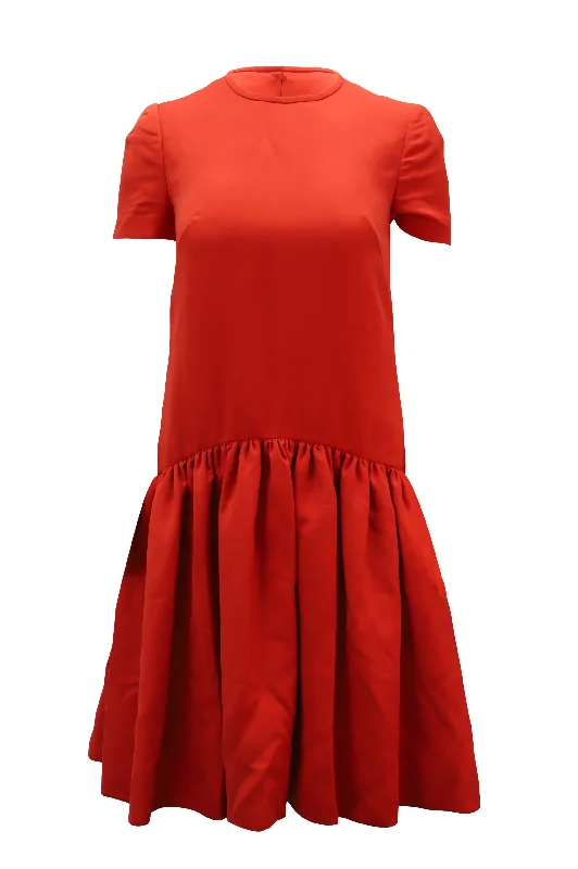 Women's Fit and Flare DressesAlexander McQueen Drop Waist Dress in Red Wool