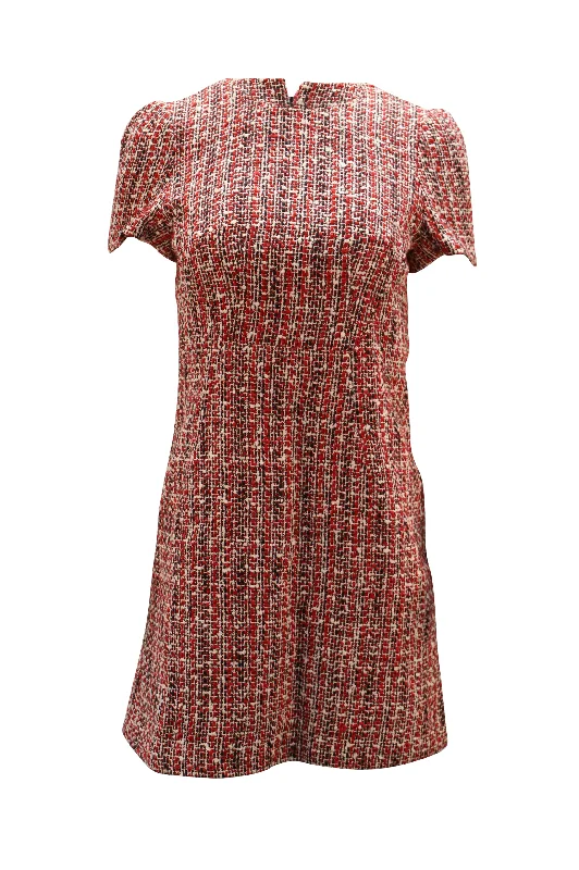 Women's Maxi DressesAlexander McQueen Tweed Shift Dress in Red Cotton