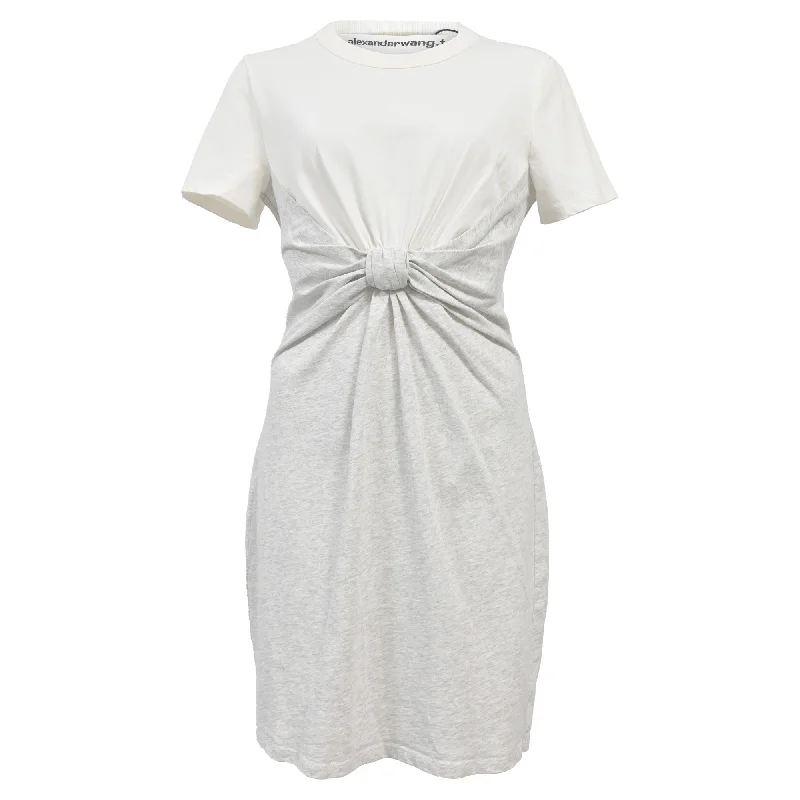 Women's Square-Back DressesAlexander Wang T Knotted T-shirt Dress In White Cotton