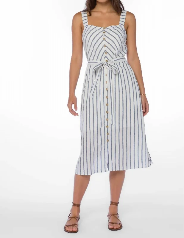 Women's Collarless DressesAmber Dress In Navy Stripe