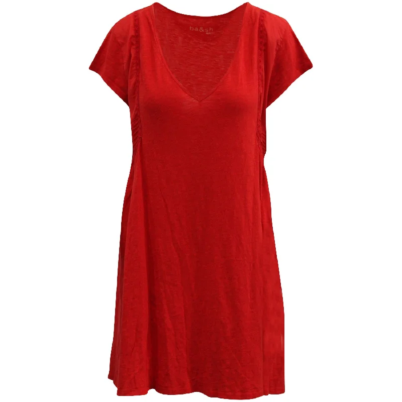 Women's Midi DressesBa&Sh V-neck Dress in Red Cotton