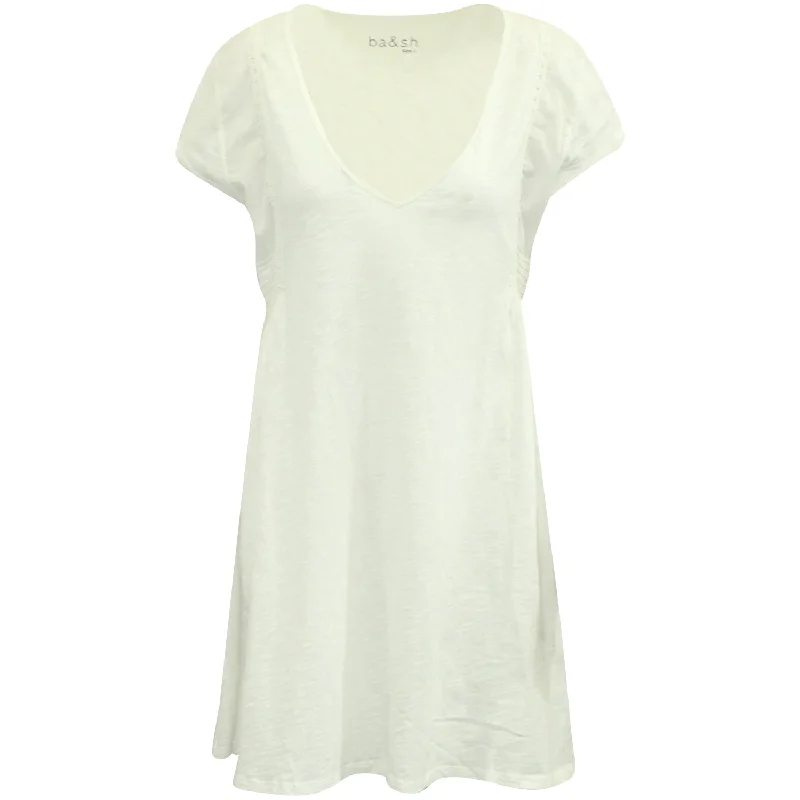 Women's Keyhole-Neck DressesBa&Sh V-neck Dress in White Cotton