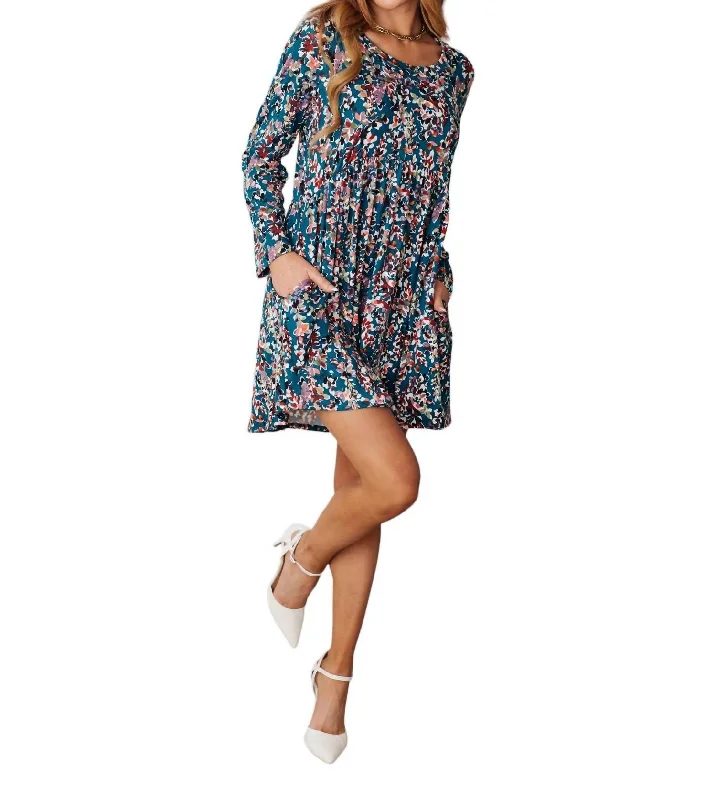 Women's Square-Neck DressesBack For More Babydoll Dress In Navy Multi